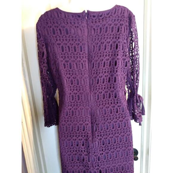 R&K Dress Purple Crocheted Ribbon Bell Sleeves Sz 10 Boho Fairy Festival - Picture 4 of 9